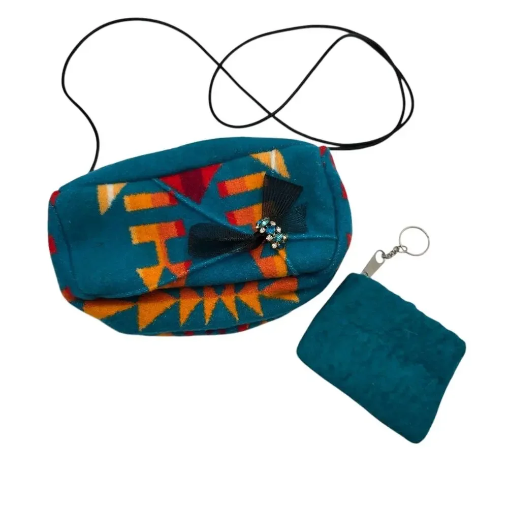 Upcycled Handmade Pendleton Crossbody Bag Purse Native Aztec Southwest Navajo
